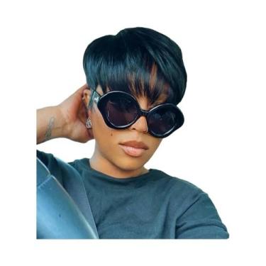 Imagem de Peruca Pixie Curta Feminina Em Camadas De Cabelo Humano 100% Natural, 