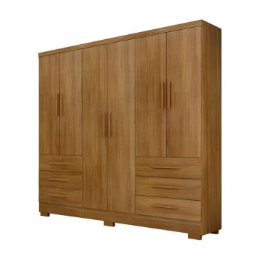 Imagem de Guarda Roupa Solteiro Com Pés 6 Portas 6 Gavetas - Berlim-cumaru - Móveis Novo Horizonte