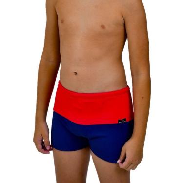 Imagem de SUNGA INFANTIL BOXER LUXO VERMELHO COM AZUL MARINHO-Masculino