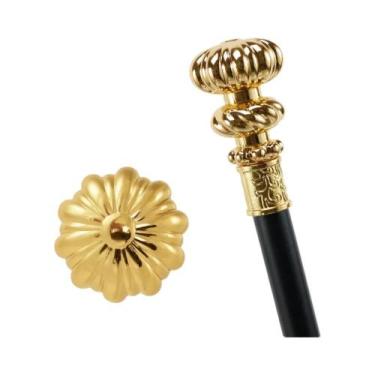 Imagem de Bengala De Metal Dourada Em Formato De Abóbora, Elegante E Moderna, Pa