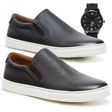 Imagem de Sapatenis Alpargatas Iate Masculino Couro legitimo Costurado + Relógio-Masculino