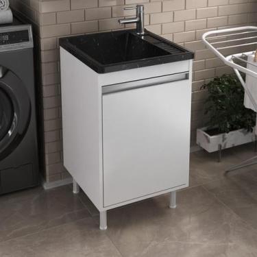 Imagem de Tanque De Lavanderia 30 Litros Com Balcão 100% MDF 1 Porta - BELLI MÓV