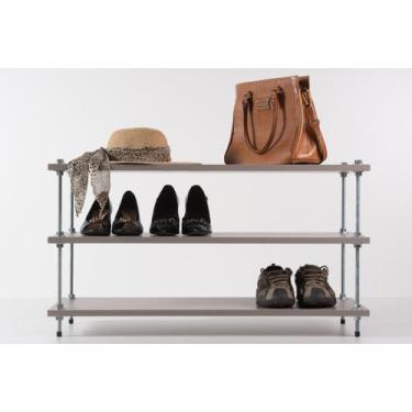 Imagem de Sapateira MDF Madeira Cinza Banco Organizadora Hall Entrada Grande Hor