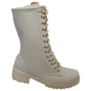 Imagem de Bota Coturno Feminino Cano Médio Estilo Militar Moda Pé 1/6-Feminino