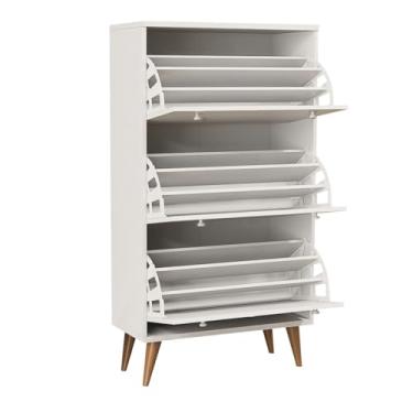 Imagem de Sapateira Basculante Em MDF Com Gavetas Pés Palito Estilo Retrô