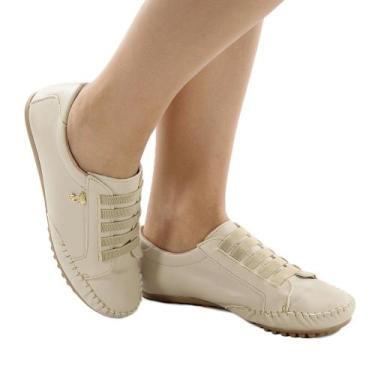 Imagem de Tênis Feminino Sapatênis Mocatênis Confort - Clara Maria Shoes, Bege, 