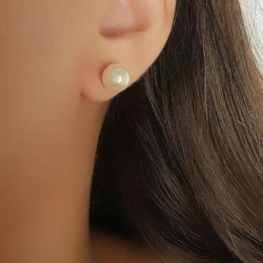 Imagem de Brinco Pérola 0.8 cm Banhado a Ouro - Lazzuli Joias