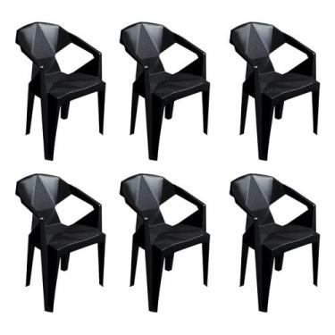 Imagem de Kit 6 poltrona diamond decor mobilia 77 preta