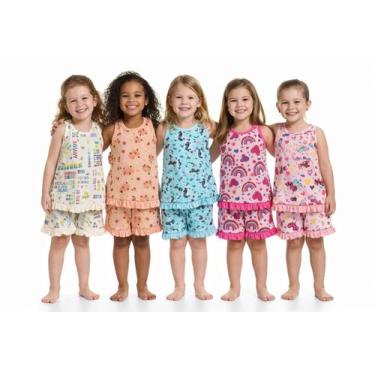 Imagem de Pijama Baby Doll Menina Regata Algodão Mundo Dos Baixinhos, Multicolor