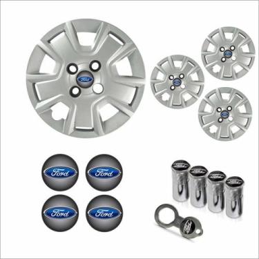 Imagem de Jogo Calota Aro 14 Ka 2012 2013 Ford + Emblema Resinado + Tampa Ventil