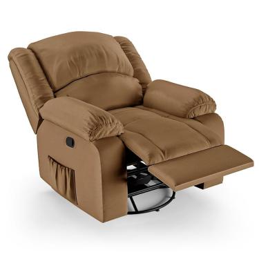 Imagem de Poltrona Do Papai Reclinável Pietra Glider Giratória Massagem Fh9 Pu Caramelo - Mpozenato