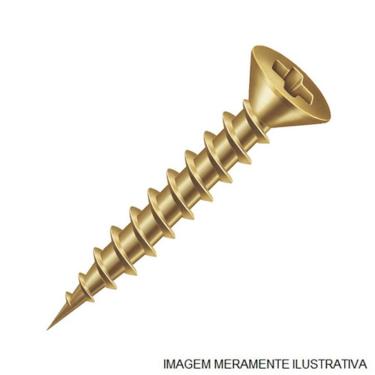 Imagem de Parafuso Chipboard Cabeça Chata Phillips Rosca Inteira Bicromatizado 4 X 20mm C/1.000 Unidades Ciser - Ciser