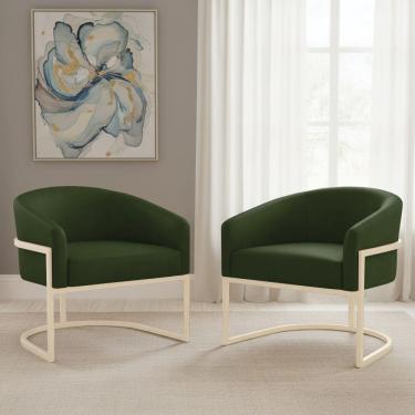 Imagem de Poltrona Sala Decorativa kit 2 Arielle Industrial Champanhe Sintético PU D03 - D`Rossi