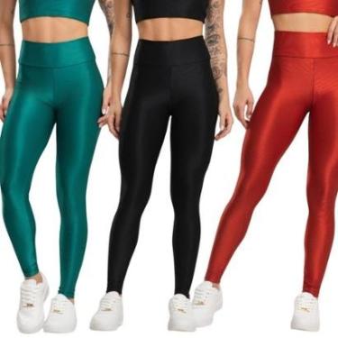 Imagem de KIT 3 Calça Legging Fitness Esmeralda Vekyo Roupa Para Academia Treino Moda Feminina Mu...