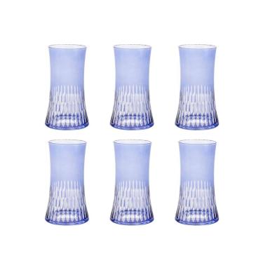 Imagem de Conjunto 6 Copos de Vidro Azul 400ml 14cm JL0102 BTC