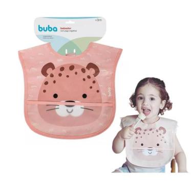 Imagem de Babador Bebê Impermeável Pega Migalhas Bolso Plástico BUBA, Oncinha