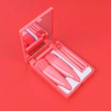 Imagem de Espelho De Maquiagem Portátil Dobrável Com 5 Pcs Pincéis - segredo da 