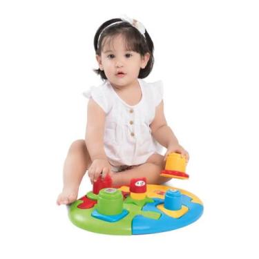 Imagem de Duo Baby Puzzle Brinquedo Educativo Com 10 Peças De Encaixar E Empilha