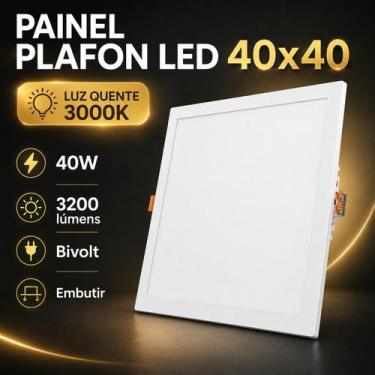 Imagem de Painel Plafon LED 40x40cm Branco Quente Embutir Luminária - Paylow Sto