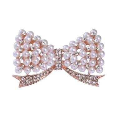Imagem de Broche De Laço Com Pérolas E Strass Para Mulheres, Acessório De Joalhe