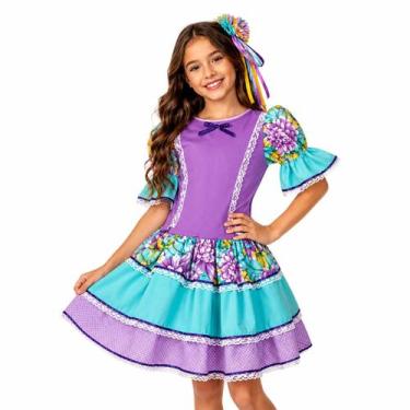Imagem de Vestido Festa Junina Vestido Com Babados Sulamericana Luxo, Azul, P 2 