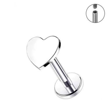 Imagem de Piercing Coração Titânio G23 Rosca Interna Hélix Trágus 6mm 8mm - Pier