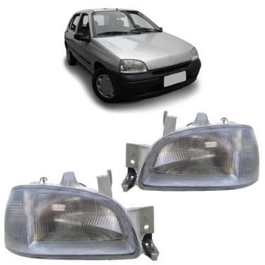 Imagem de Farol Dianteiro Clio 1996 1997 1998 A 1999 Lente Estriada Vidro Máscar