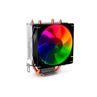 Imagem de Air Cooler CPU OX LED Rainbow, Intel/AMD, 2 Heatpipe, 1800RPM, Cobre T
