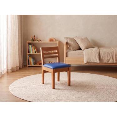 Imagem de Cadeira Infantil Montessori Madeira Maciça Assento Estofado Azul Rbm -