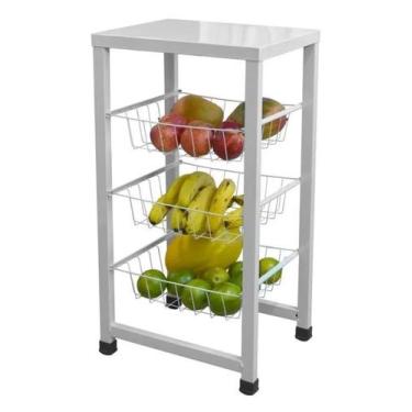 Imagem de Fruteira Multi Uso de aço com 3 cestos - cod. 480 - Wrm Metal, Branco