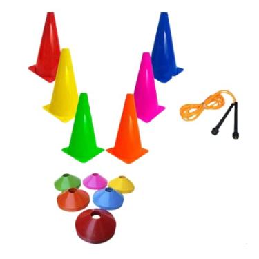 Imagem de Escada + Corda + 12 Pratos +12 Cones Demarcatório Funcional (multicolorido)