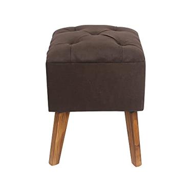 Imagem de Puff Carré capitonê veludo marrom banqueta madeira envelhecida quadrado decorativo assento acolchoado confortável veludo penteadeira colorido sala quarto interior