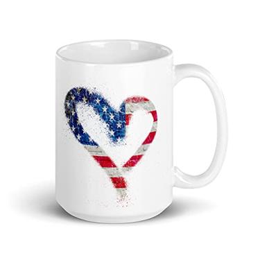 Imagem de Bandeira americana de coração masculina e feminina 4 de julho bandeira dos EUA vintage 2 canecas