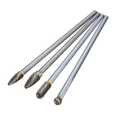 Imagem de Zwbfu 4 unidades de aço de tungstênio com haste de 1/4 '' rotativa rebarbas de corte de 10 mm de diâmetro de borda de corte 150/160 mm de comprimento para perfuração de polimento entalhe