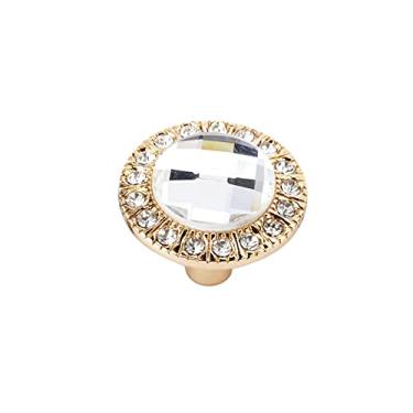 Imagem de Mobiliário de vidro do vestido de vidro Mobiliário de cristal Handles armário do armário puxar porta de cozinha Liga de zinco Único buraco 3.1cm estilo moderno YYDFPIIA (Color : Gold)