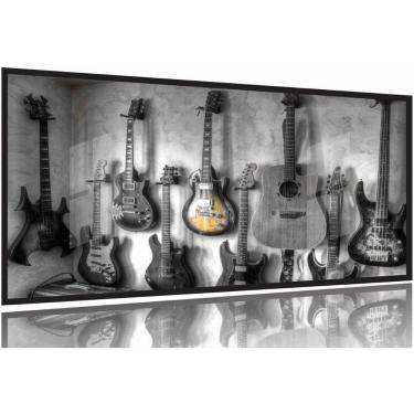 Imagem de Quadro Decorativo Guitarras 130x60 Moldura Preta 2x2