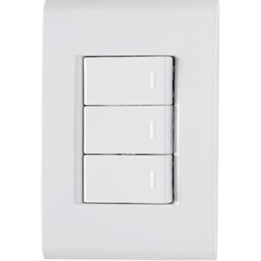 Imagem de Conjunto 4x2 com 3 Interruptores Simples Tramontina Liz 10 A 250 V Branco