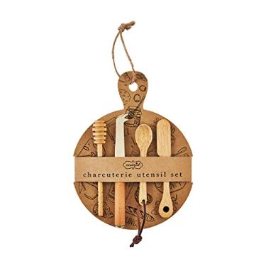Imagem de Mud Pie, Marrom, conjunto de tábua de charcutaria, utensílio 14 cm, aproximadamente
