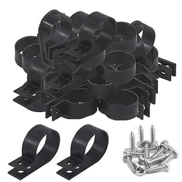 Imagem de Keadic 60 peças de braçadeiras de cabo de nylon preto de 2,54 cm com parafusos de aço inoxidável, braçadeiras de fio de fixação tipo R para gerenciamento de tubos de arame