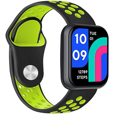 Imagem de Pulseiras esportivas para relógio Wyze, liberação rápida de silicone à prova d'água, respirável e macia, pulseira de substituição para relógio Wyze 44 mm, 47 mm, masculino, (preto/verde)