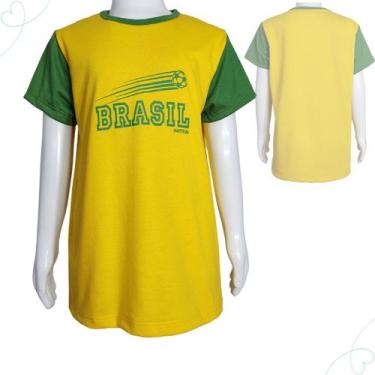 Imagem de Camiseta Do Brasil Infantil Menino Verde E Amarelo Brasil Copa Do Mund