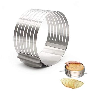 Imagem de Cortador de pão de aço inoxidável ajustável em camadas de bolo fatiado anel de mousse ferramentas para molde de bolo