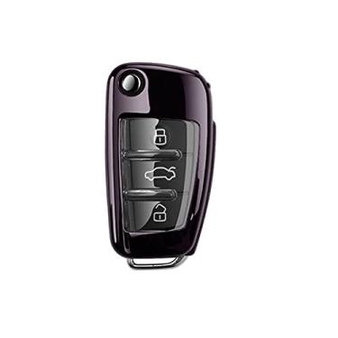Imagem de CSHU Porta-chaves do carro capa porta-chaves Porta-chaves com anel, apto para Audi A3 8P 8V A4 B7 B8 B5 B9 A1 A5 Q7 Q5 Q6 4f C6 C5 C7 C4 TT Q3 S3 A7 A8 C4 TT 8N, Preto