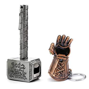 Imagem de Nidavellir Pacote com 2 abridor de cerveja magnético em forma de martelo e luva chaveiro abridor de garrafas, presentes de cerveja abridor de garrafas para homens, marido, pai, vovô, namorado
