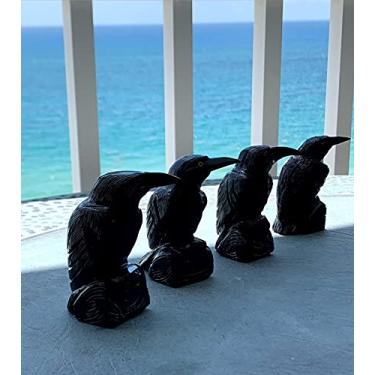 Imagem de Estatueta decorativa de corvo ônix preto de 7,9 cm esculpida à mão com corvo de cristal escultura mineral natural estátua de pássaro de pedra colecionável - Peru