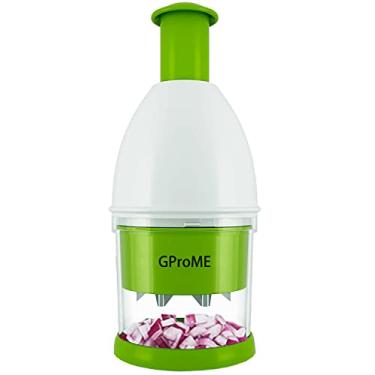 Imagem de GProME Novo cortador manual de alimentos - cortador de cebola picador de legumes picador para alho cogumelo nozes amêndoa gengibre ervas salsa chili tomate durável, lavável na lava-louças, livre de BPA (grande)