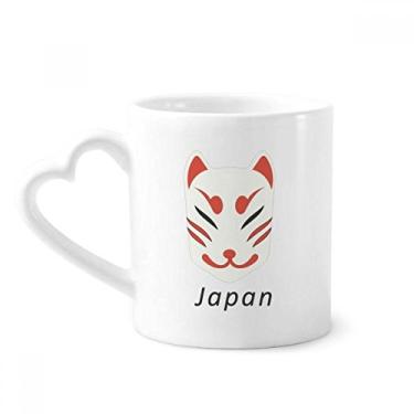 Imagem de Caneca tradicional japonesa de cabeça de raposa local café cerâmica copo de coração de vidro