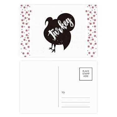 Imagem de Cartão postal de aniversário de flor de Natal de peru preto e branco cartão postal de bênção