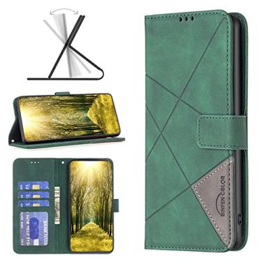 Imagem de Slots de cartão magnético capas de telefone Samsung Galaxy A14 5G capa de couro de luxo suporte de carteira clipe à prova de choque capa de telefone Samsung A14 5G capas (verde, Samsung A14 5G)