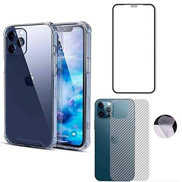 Imagem de Capa Anti Shock iPhone 12 + Película Vidro 3D + Película Traseira Fibra de Carbono [Coronitas Acessorios] (iPhone 12 Pro)